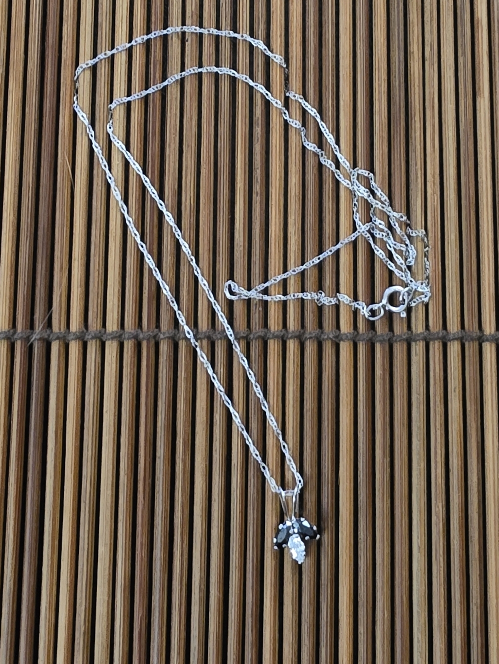 14k Onyx, CZ White Gold Chain Necklace (Vintage)